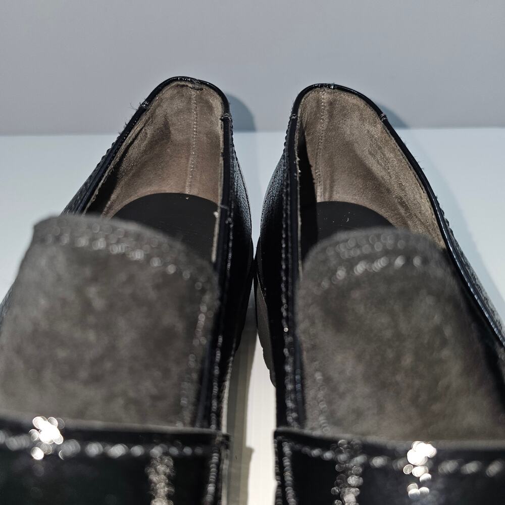 Paul Green Black Leather and Suede Lug Sole Loafers - Picture 7 of 13